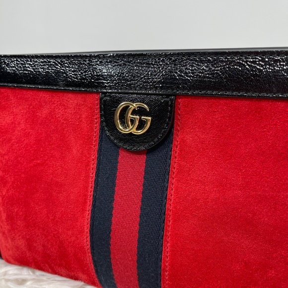 Gucci Ophidia Red Suede Chain Shoulder Bag - Picture 5 of 14
